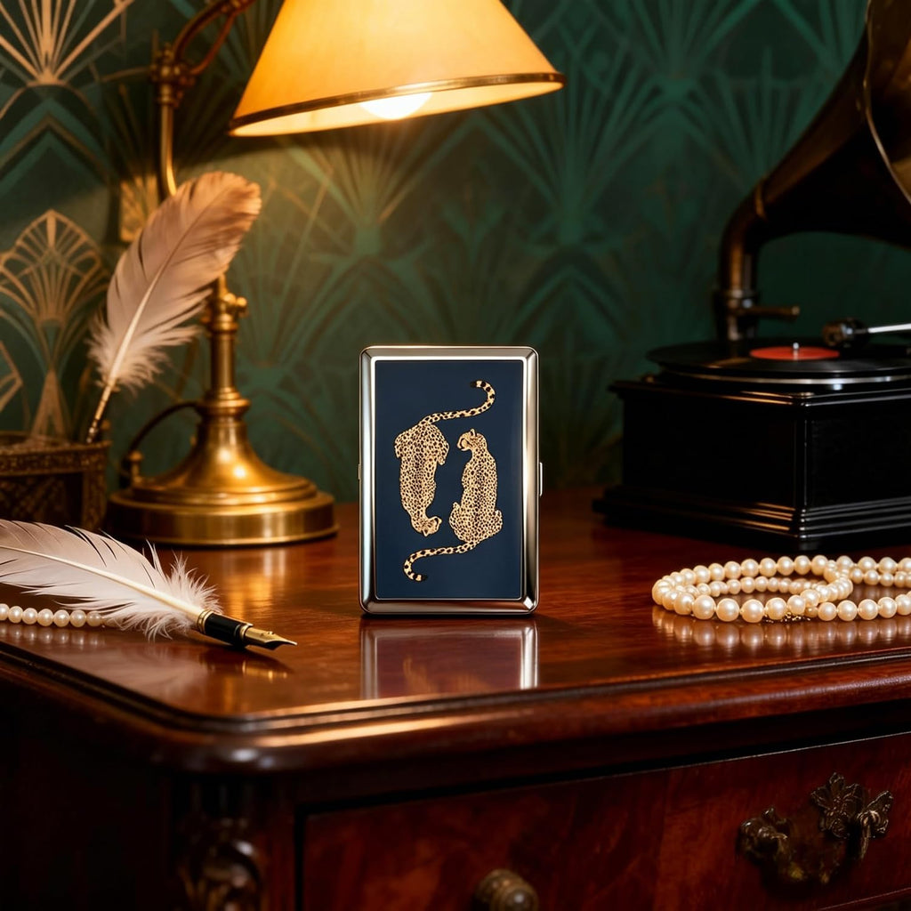 2026 New Vintage Versatile Metal Case with Easy Snap, Vintage-Style Versatile Card & Cash Case, Elegant and Rebellious Card Box for Credit Cards Cash Id Business Cards (Leopard)