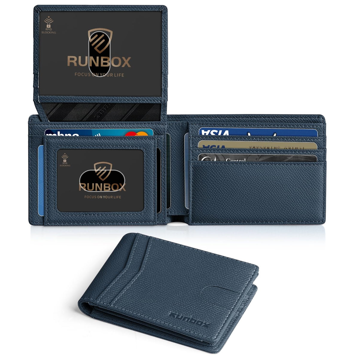 RUNBOX Wallet for Men -Slim Rfid Leather Mens Bifold Novelty Wallets 2 ID Window With Gift Box Men's Accessories