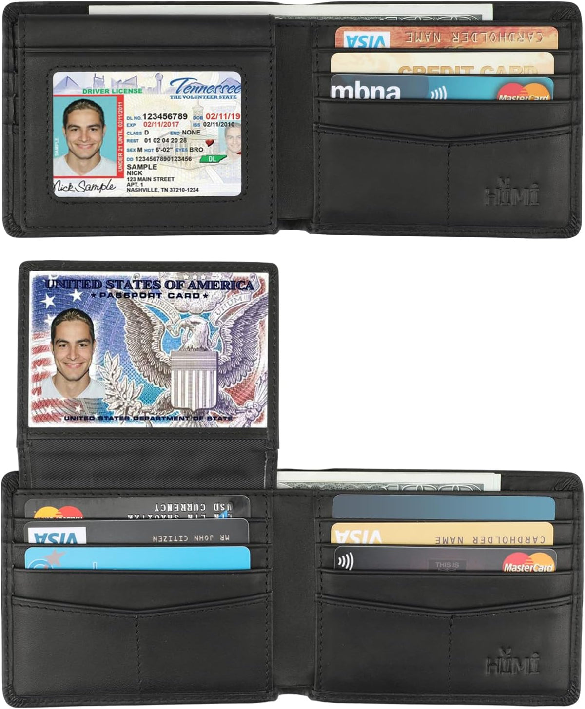 HIMI Wallet for Men-Genuine Leather RFID Blocking Bifold Stylish Wallet With 2 ID Window