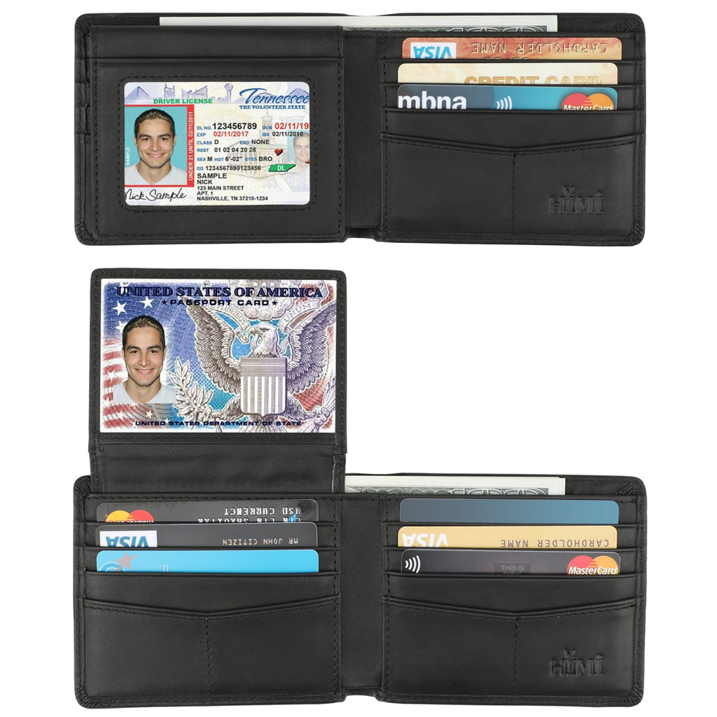 HIMI Wallet for Men-Genuine Leather RFID Blocking Bifold Stylish Wallet With 2 ID Window