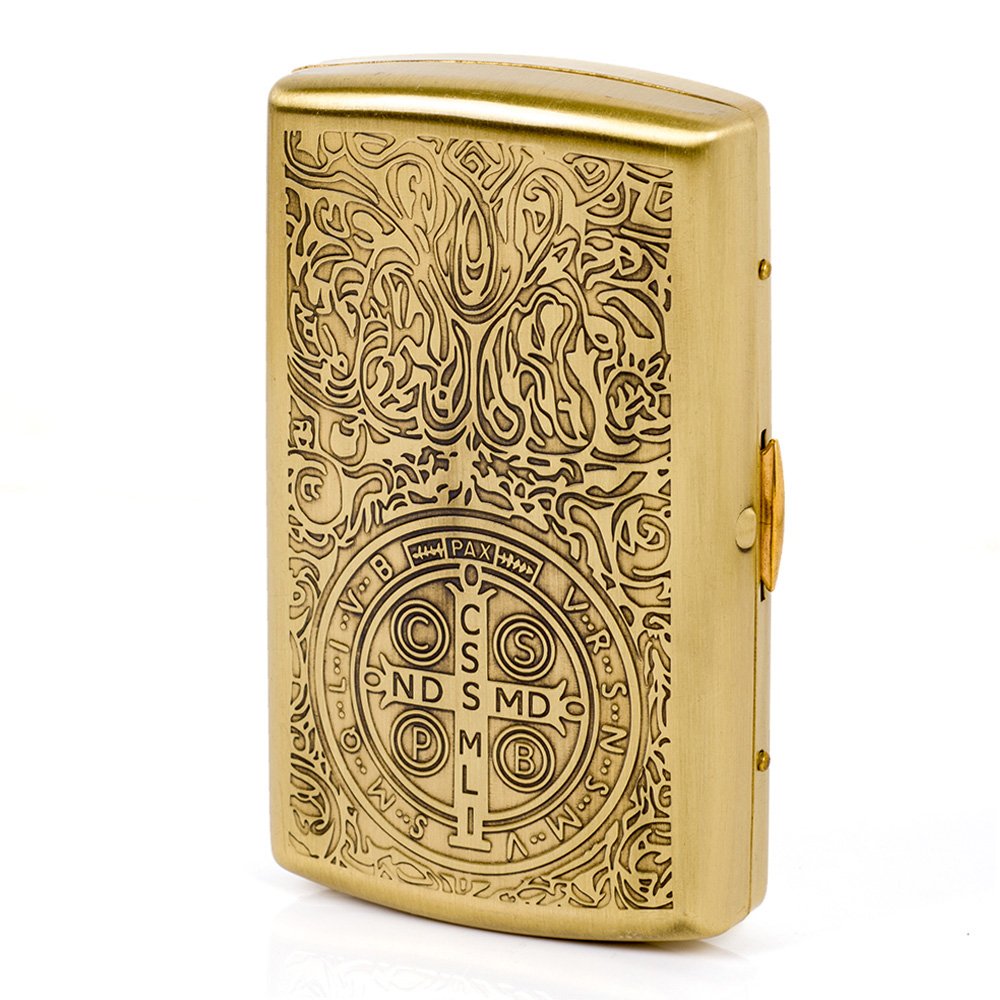 Carved Constantine Brass Cigarette Case - 12-Capacity Luxury Holder, Engraved Metal Cigarette Box for Men and Women Ideal Gift