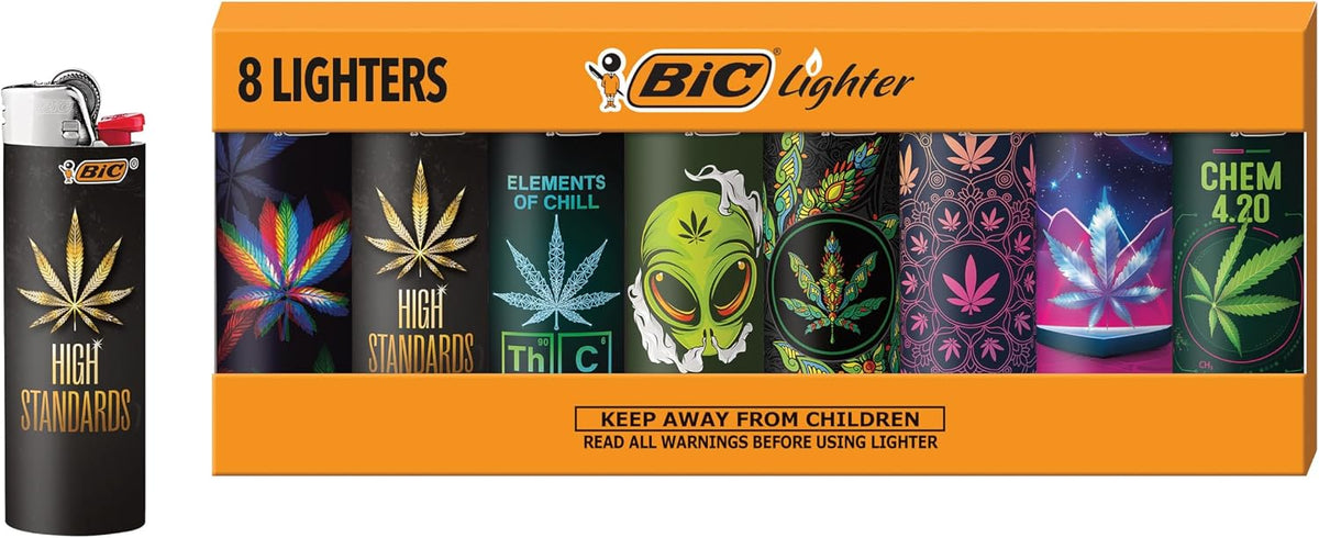 BIC Maxi Special Edition Pocket Lighters, Safe and Reliable, 8-Pack