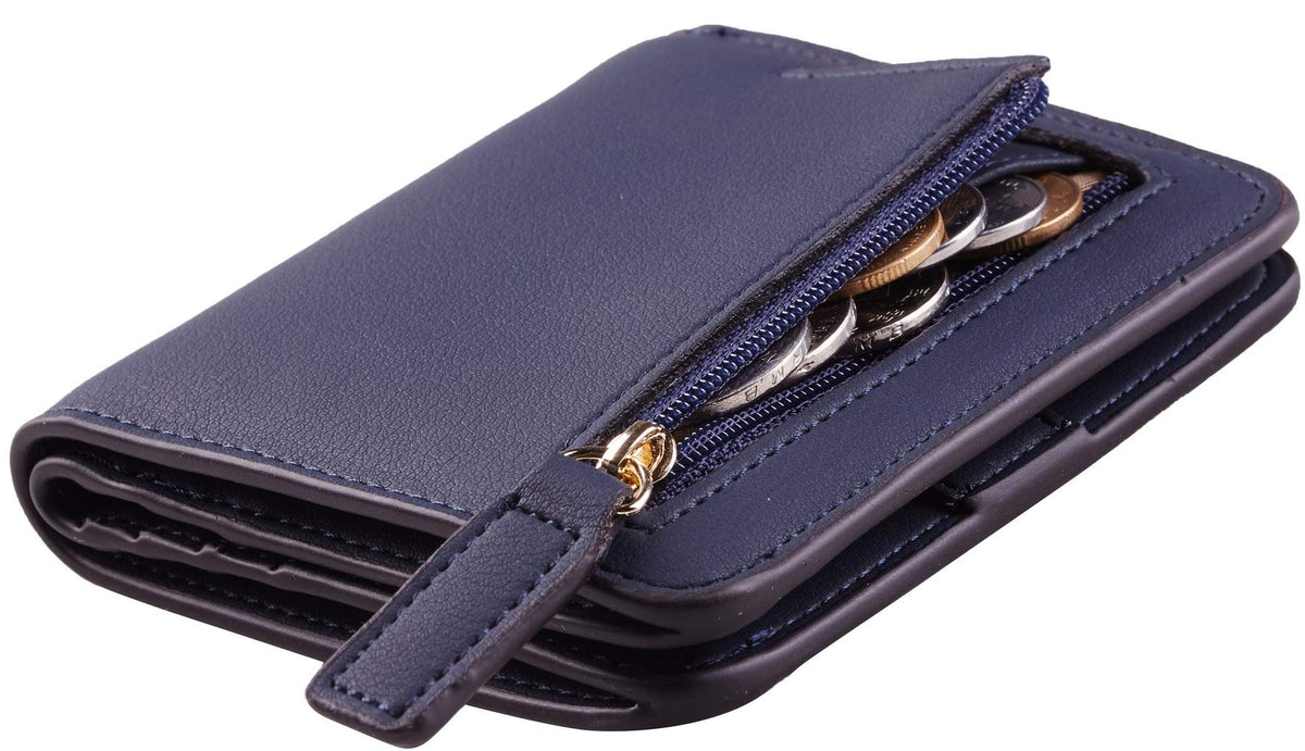Toughergun Women’s Small Slim Leather Wallet with RFID Protection, Compact Bifold Mini Purse with Clear ID Window