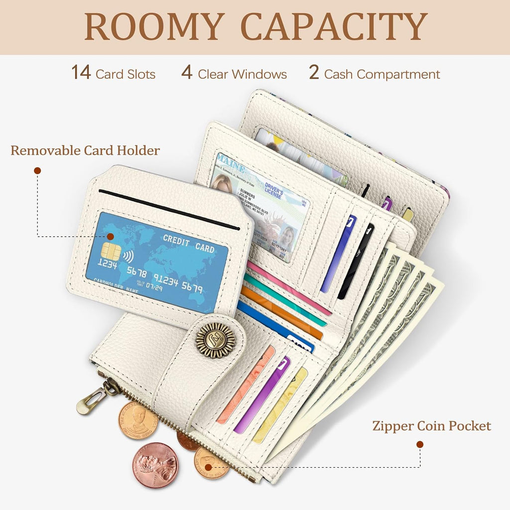 Icycay Cat Small Wallet Women RFID Blocking Bifold Cute Credit Card Holder