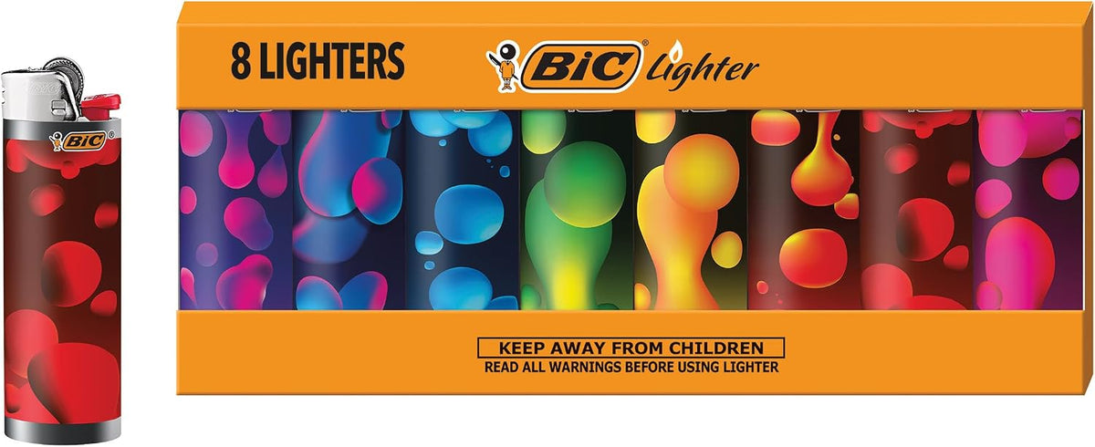 BIC Maxi Pocket Lighter, Special Edition Lava Series, 8 Count Pack of Lighters