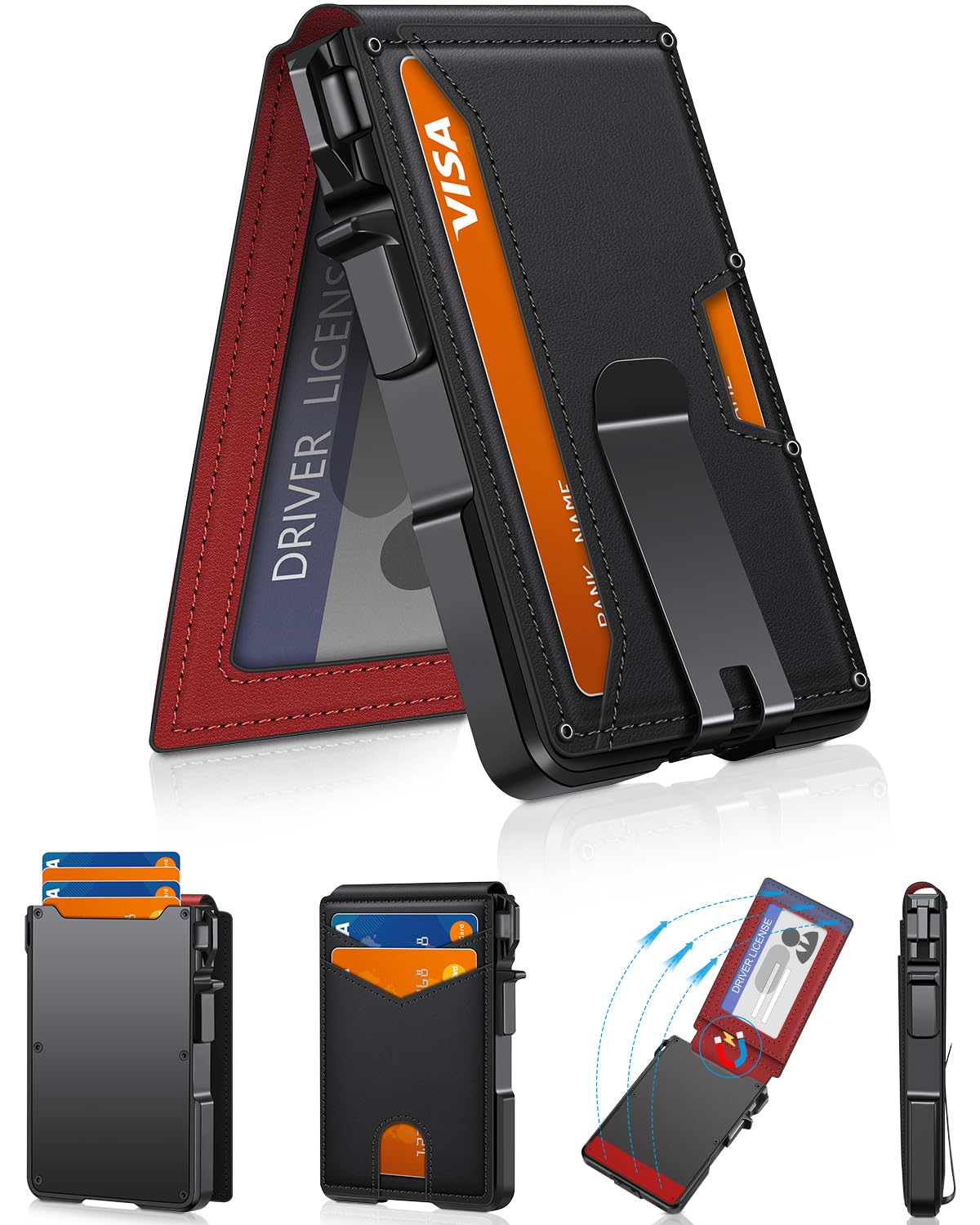 Wallet for Men, Mens Minimalist Wallet 9-13 Cards, Slim Compact RFID Wallet