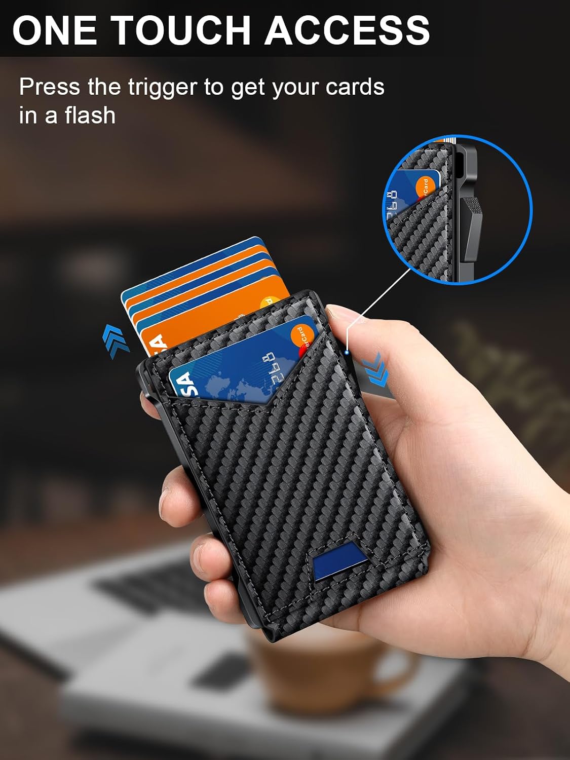 Wallet for Men RFID Wallet with 2 ID Windows & Money Clip, Slim Card Holder