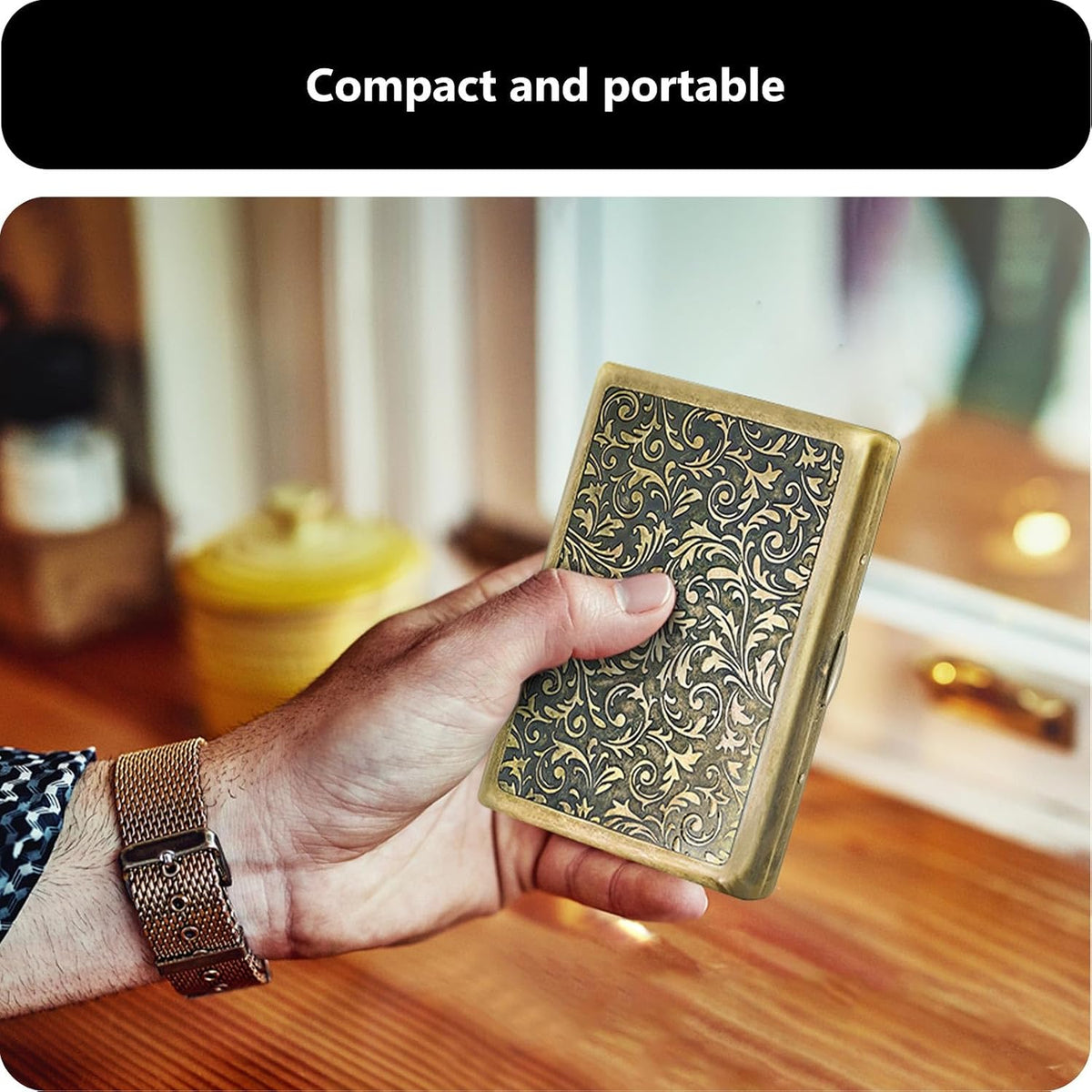 roygra Cigarette Case, Retro Zinc Alloy, Cigarette Holder Case for Outdoor