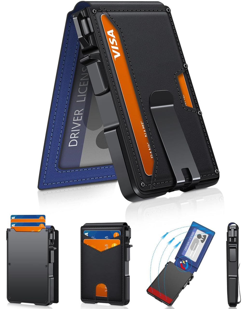 Wallet for Men, Mens Minimalist Wallet 9-13 Cards, Slim Compact RFID Wallet