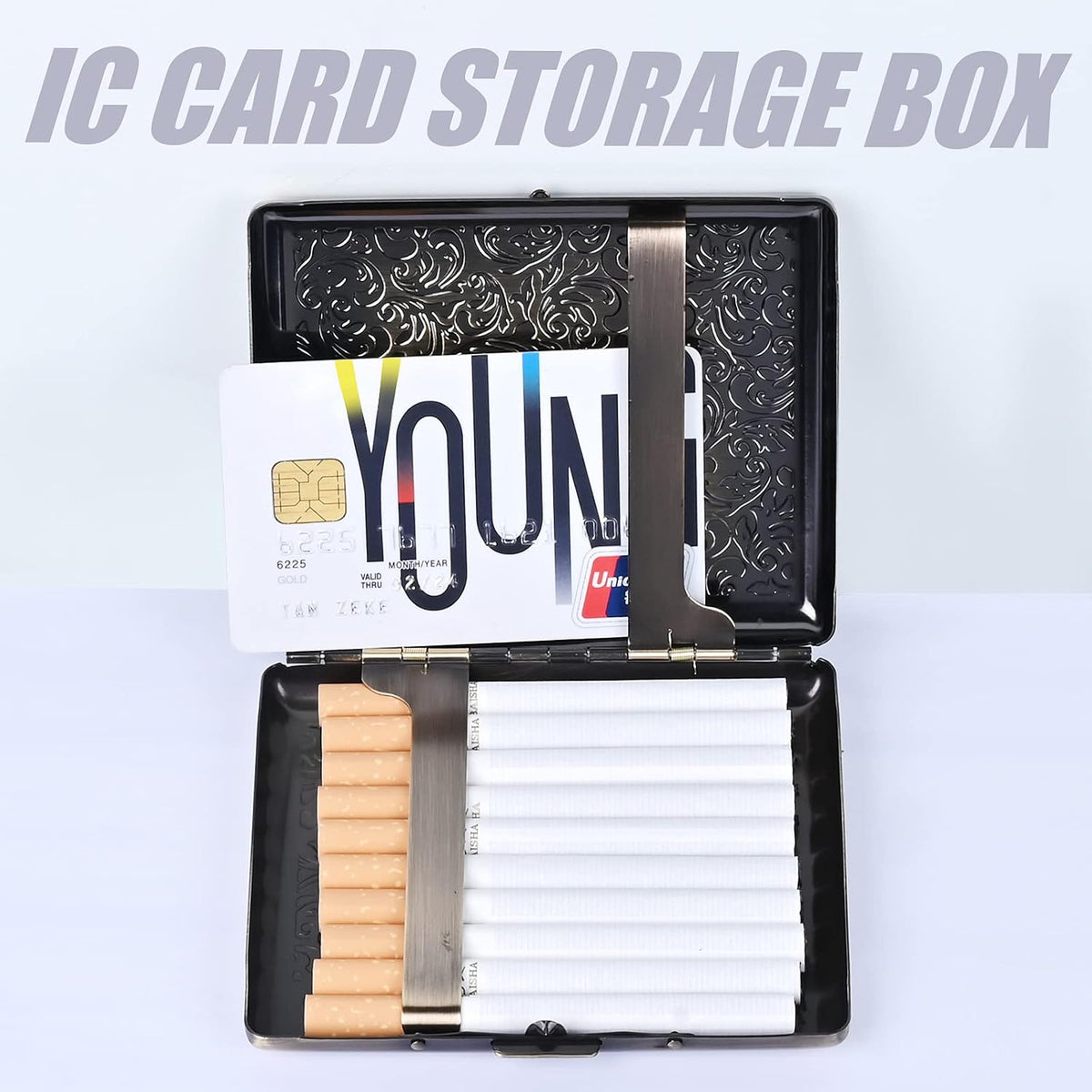 Stylish Design Retro Metal Cigarette Case -Double Sided Spring Clip Open Cigarette,Pocket Holder Credit Card Holder Protective Security Wallet for Men and Women,Holds 18-20 100mm (Vine Bronze)