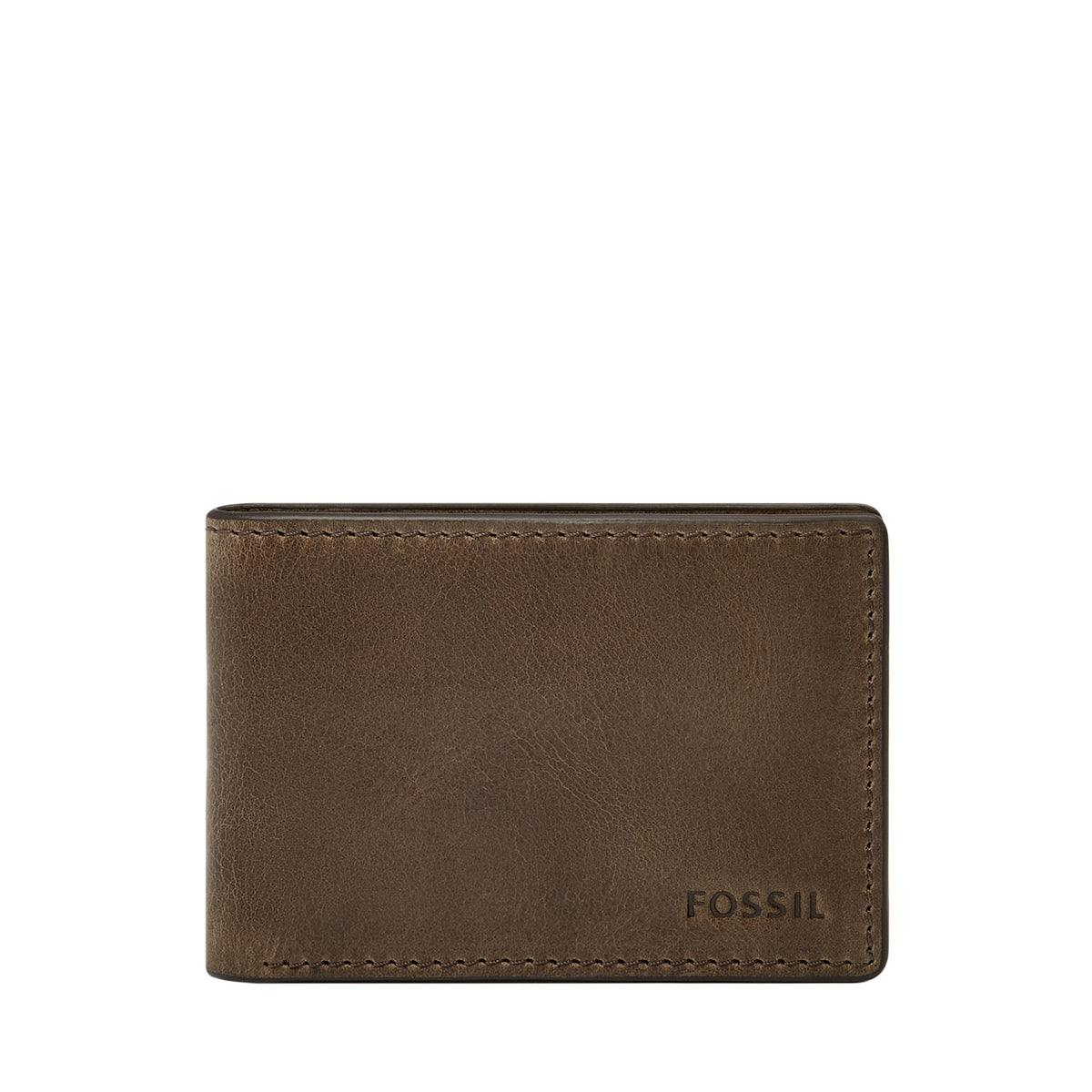 Fossil Men's Derrick Leather Slim Wallet for Men, Minimalist Magnetic Money Clip Bifold Front Pocket Wallet, Brown