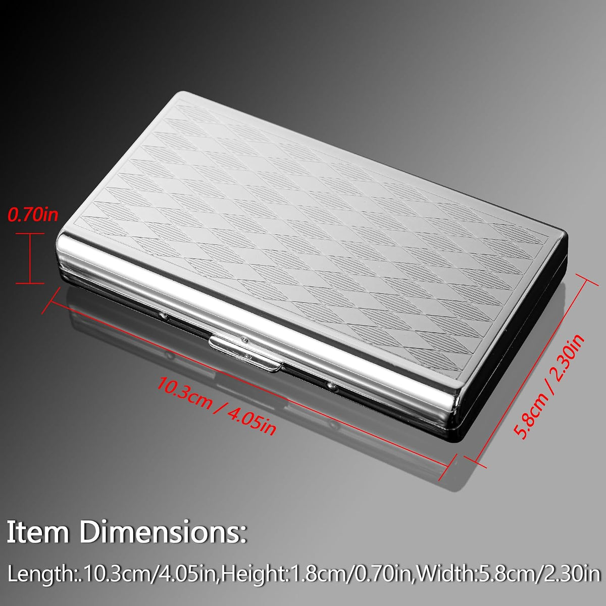 Goshentech Retro Metal lozenge space pattern case,14 Capacity,Metal Plated silver,Double-Sided,Bank Card case, Cash Box(100mm King Size) (Silver)