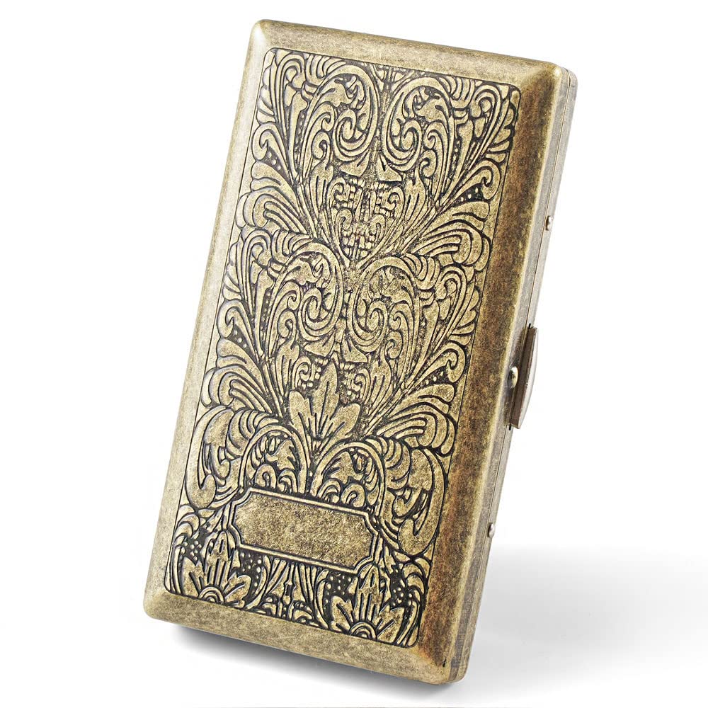 Mini Vintage Metal Cigarette Case for King Size, 12 Capacity Retro Golden