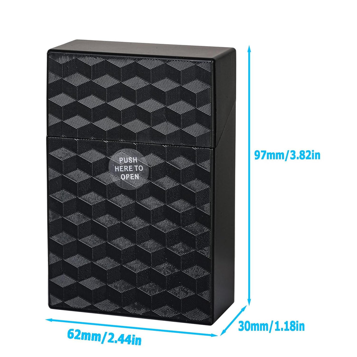 Cigarette Case King Size 85mm 3Pack Push to Open 20 Capacity Women and Men Perfect for Roll Your Own Cigs (Black+Silver+Blue, 85mm)