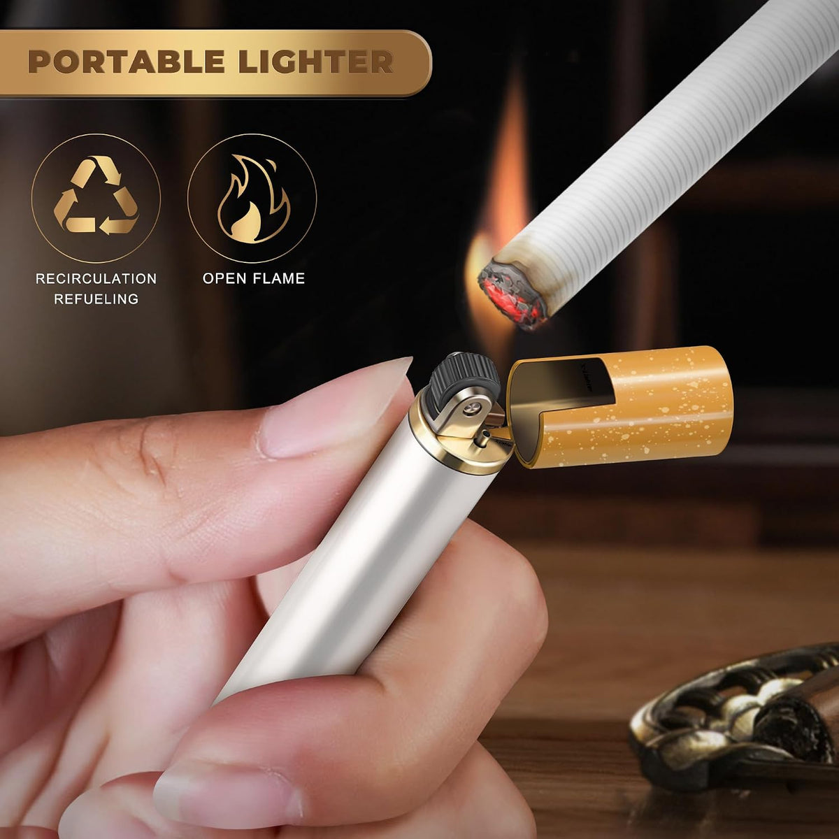 X-LIGHTER Vintage Cigarette Case with Lighter for 100's, Smell Proof, Retro Metal Cigarette Cases Holder 100s King Size, Funny Smoking Set for Women Men, Christmas Gift (No Gas)