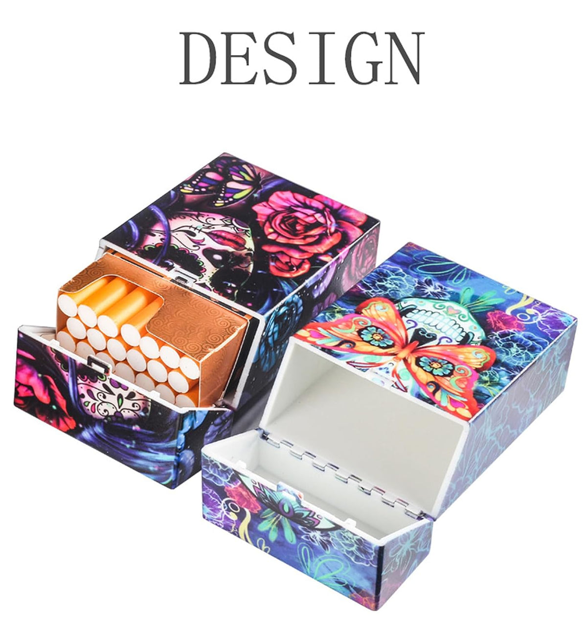 Cigarette Case 85mm King Size Push to Open Holds 20 Capacity 3 Pack (Blue+Red+Purple)