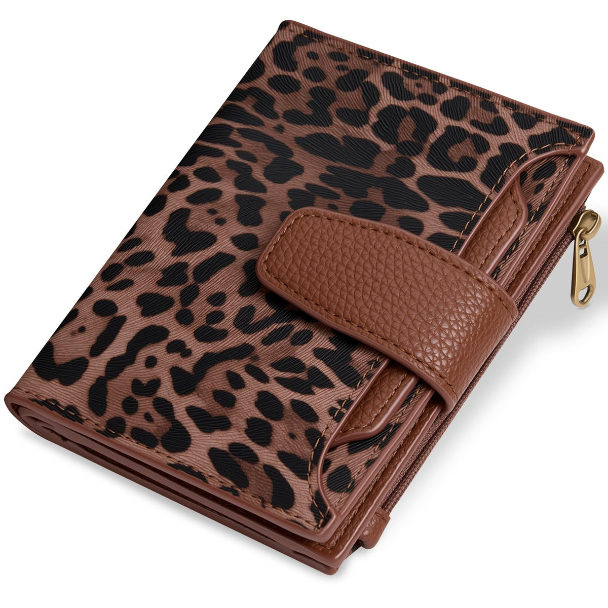 Airkit Small Wallet Women RFID Blocking Soft Leather Bifold Compact Card Holder Wallet for Women with Zipper Coin Pocket 4 ID Window