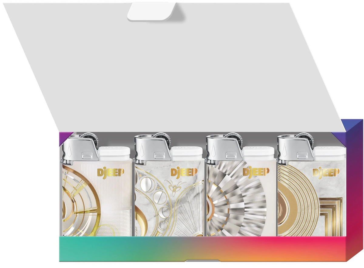 DJEEP Pocket Lighters, Limited Edition Mixtape Collection, Textured Unique Lighters, 4 Count Pack of Disposable Lighters