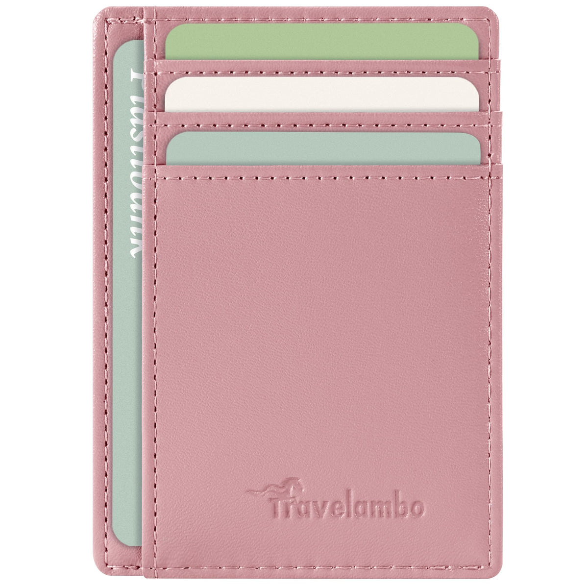Travelambo Slim Wallet Front Pocket Minimalist Leather RFID Blocking Medium Size