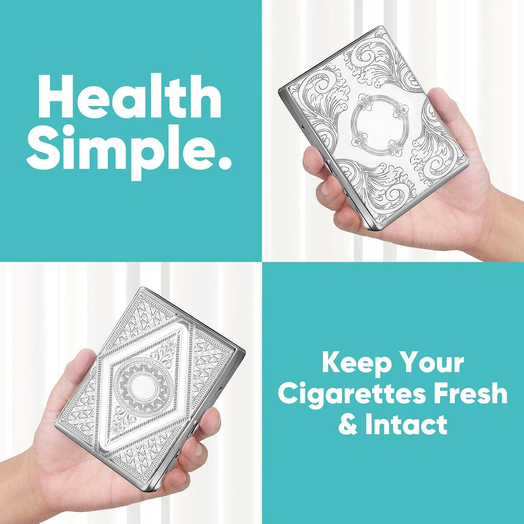 HiKeep Cigarette Case (2 Pack), Metal Cigarette Holder Case, Retro Outdoor
