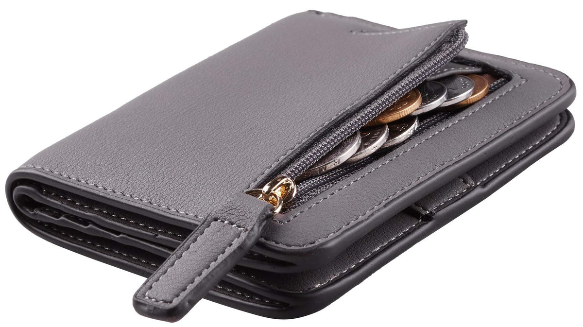 Toughergun Women’s Small Slim Leather Wallet with RFID Protection, Compact Bifold Mini Purse with Clear ID Window