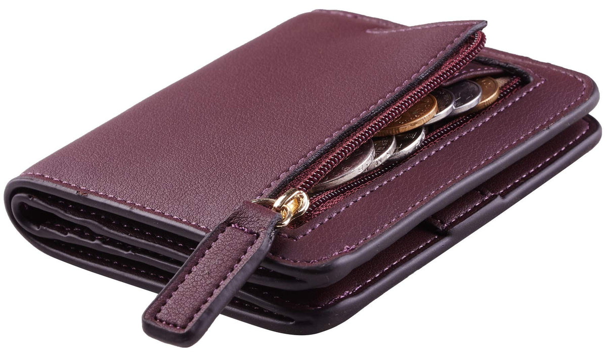 Toughergun Women’s Small Slim Leather Wallet with RFID Protection, Compact Bifold Mini Purse with Clear ID Window