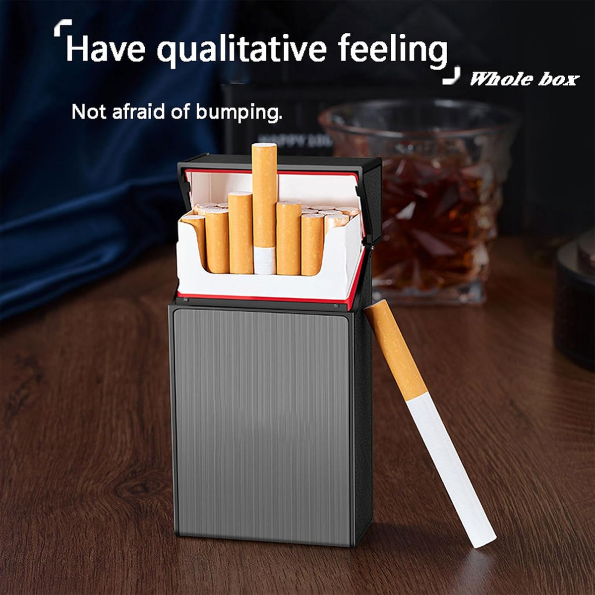 Cigarette Case 2 Pack 100mm 100’s King Size(Black + Silver) (Black + Silver, 100mm)