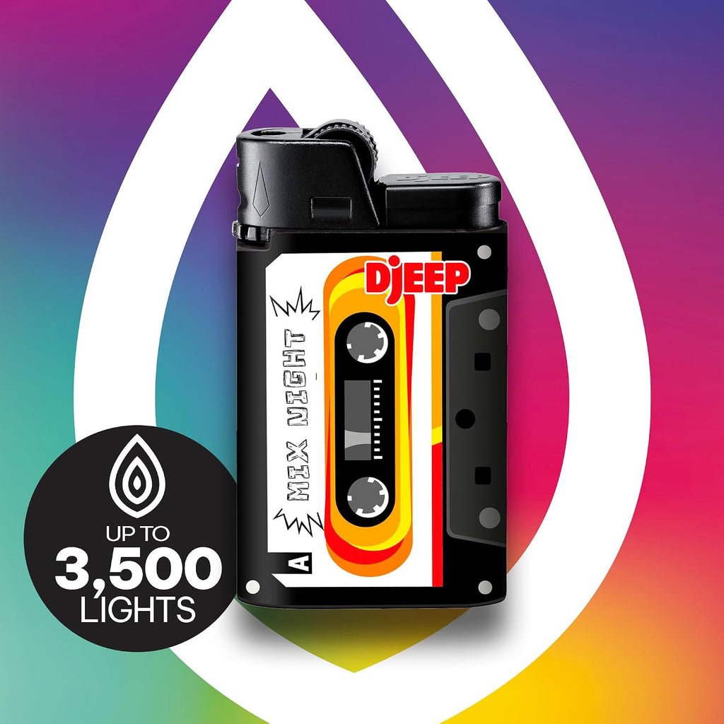 DJEEP Pocket Lighters, Limited Edition Mixtape Collection, Textured Unique Lighters, 4 Count Pack of Disposable Lighters