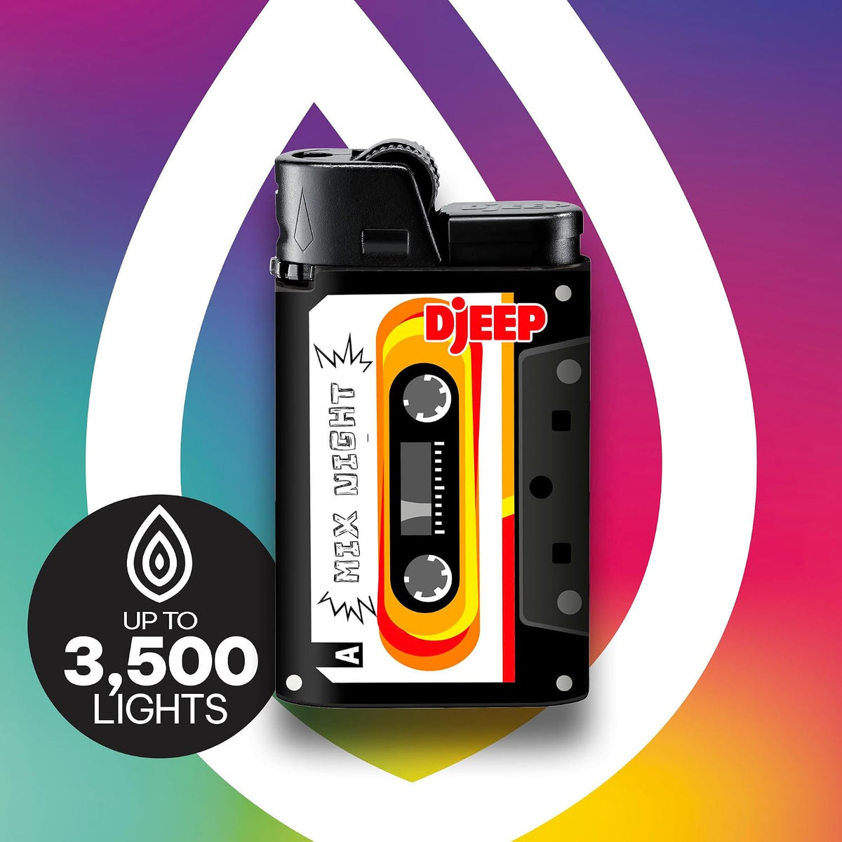 DJEEP Pocket Lighters, Limited Edition Mixtape Collection, Textured Unique Lighters, 4 Count Pack of Disposable Lighters