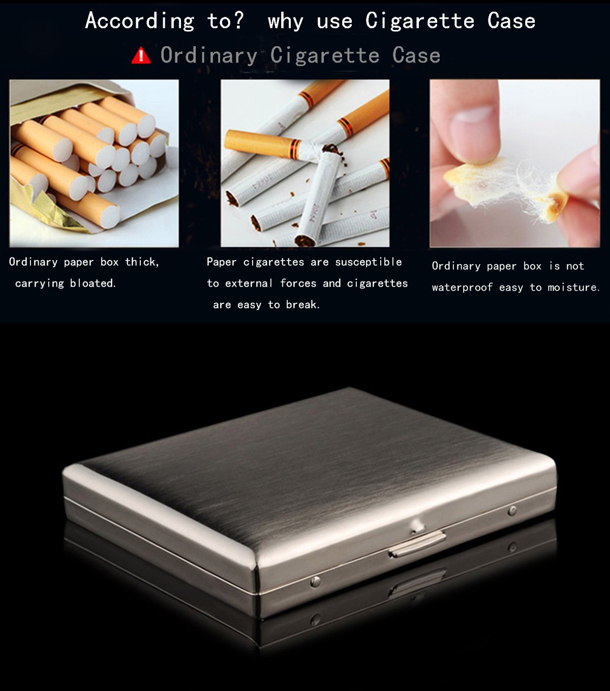High-Grade Stainless Steel Cigarette Case, Nickel Plating Wire Drawing