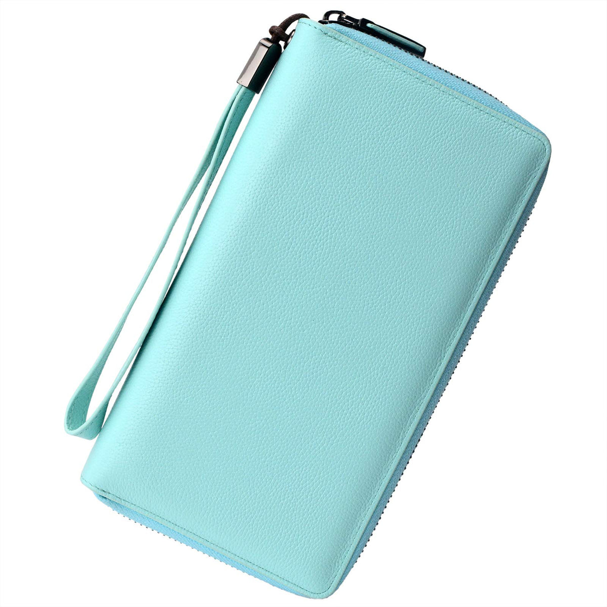 Bveyzi Women RFID Blocking Wallet Leather Zip Around Phone Clutch Large Capacity Ladies Travel Purse Wristlet