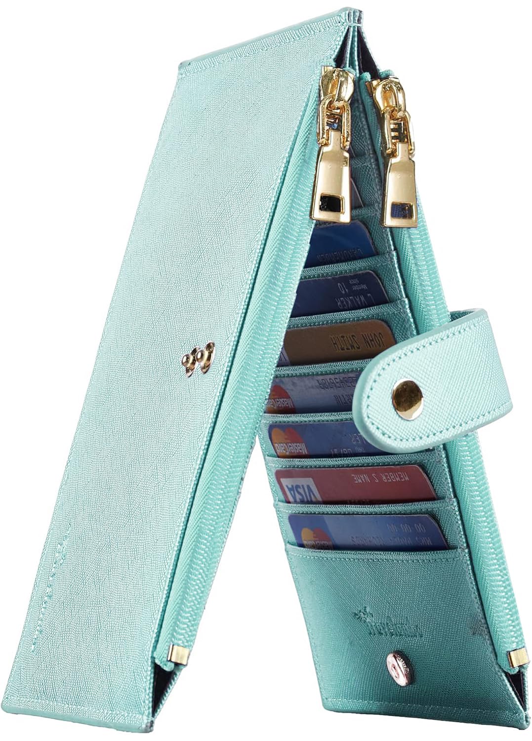 Travelambo RFID Wallet Women Large Size Bifold Multi Card Wallet Case with Zipper Pocke Credit Card Holder for Women