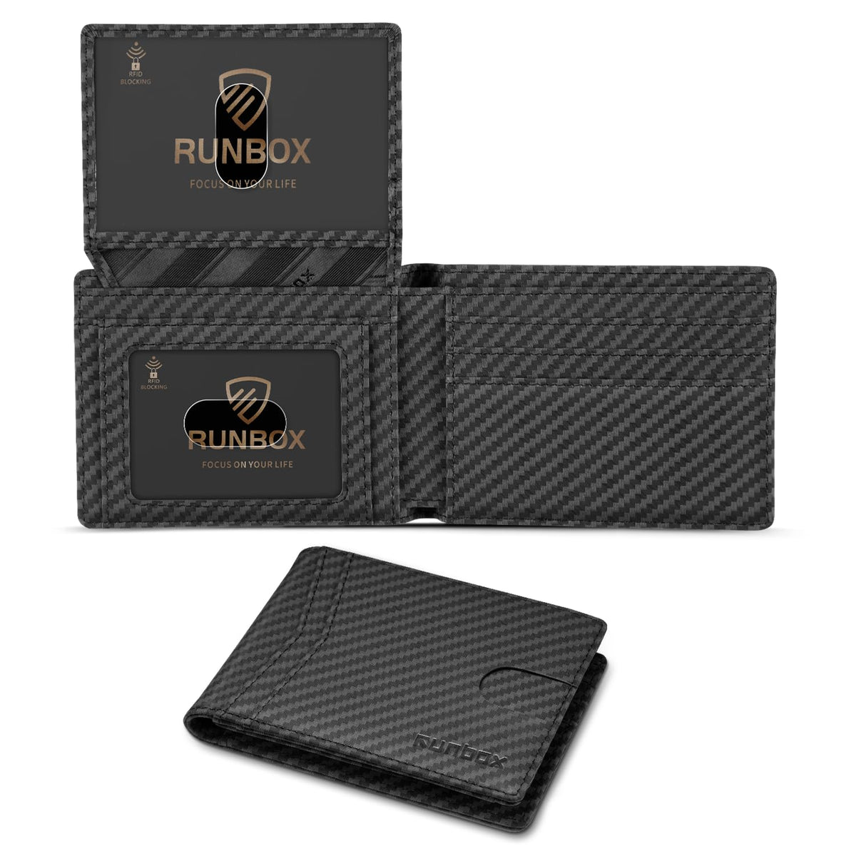RUNBOX Wallet for Men -Slim Rfid Leather Mens Bifold Novelty Wallets 2 ID Window With Gift Box Men's Accessories