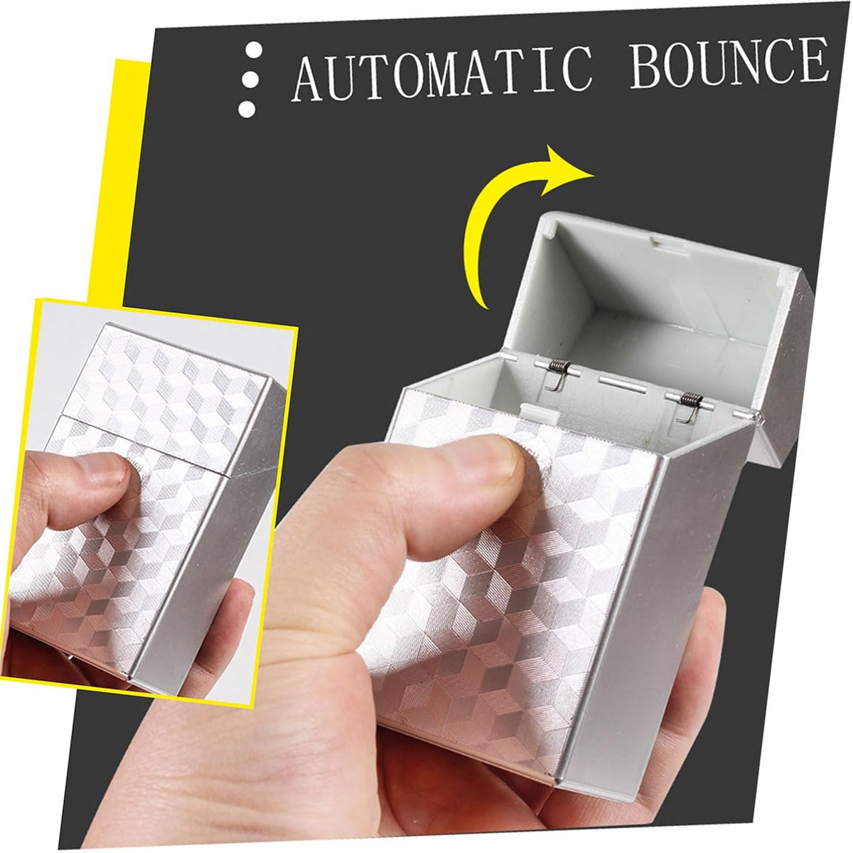 Cigarette Case King Size 85mm 3Pack Push to Open 20 Capacity Women and Men Perfect for Roll Your Own Cigs (Black+Silver+Blue, 85mm)