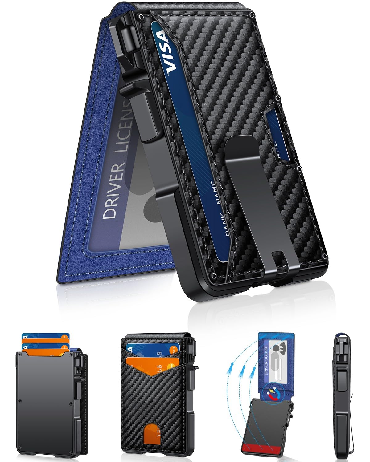 Wallet for Men, Mens Minimalist Wallet 9-13 Cards, Slim Compact RFID Wallet