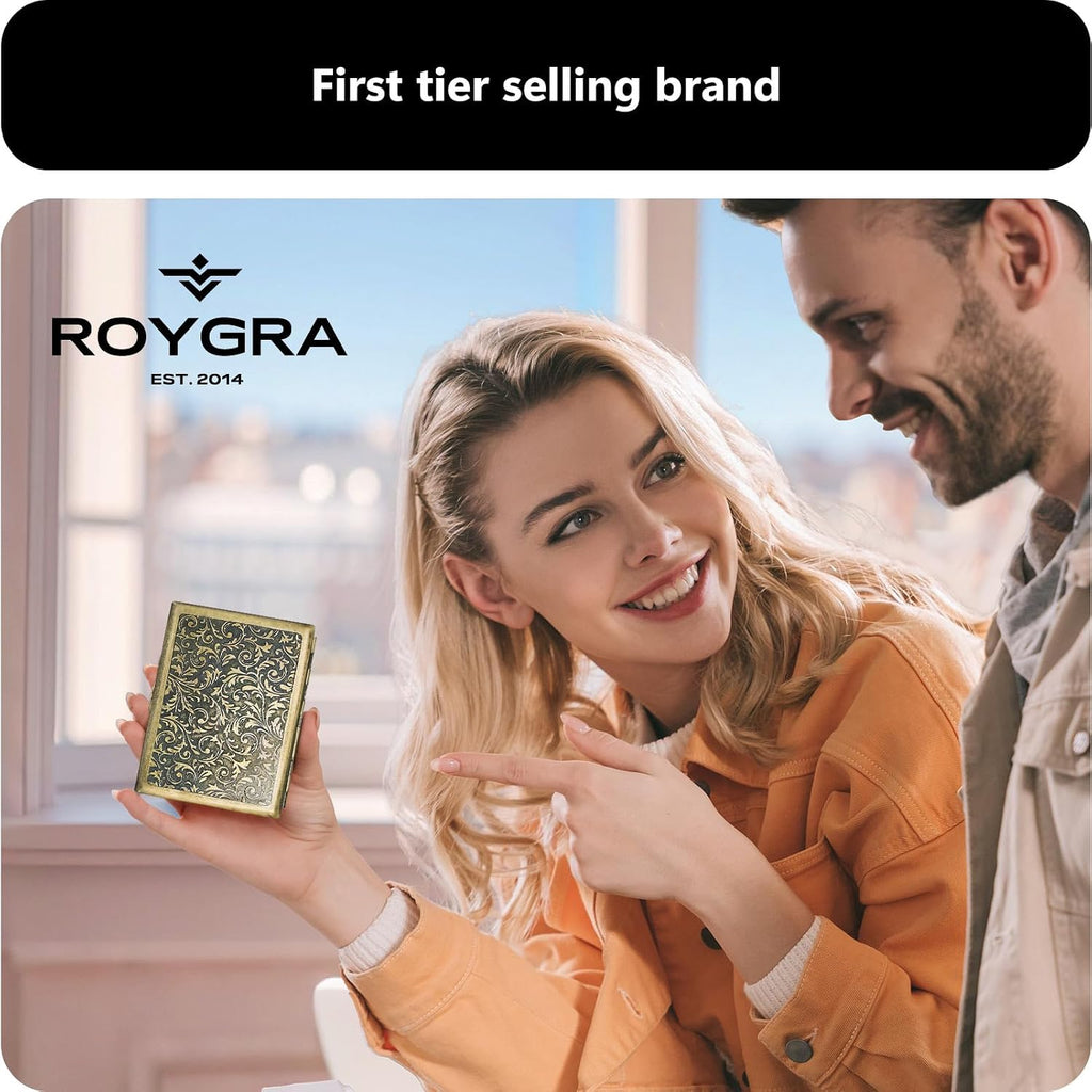 roygra Cigarette Case, Retro Zinc Alloy, Cigarette Holder Case for Outdoor
