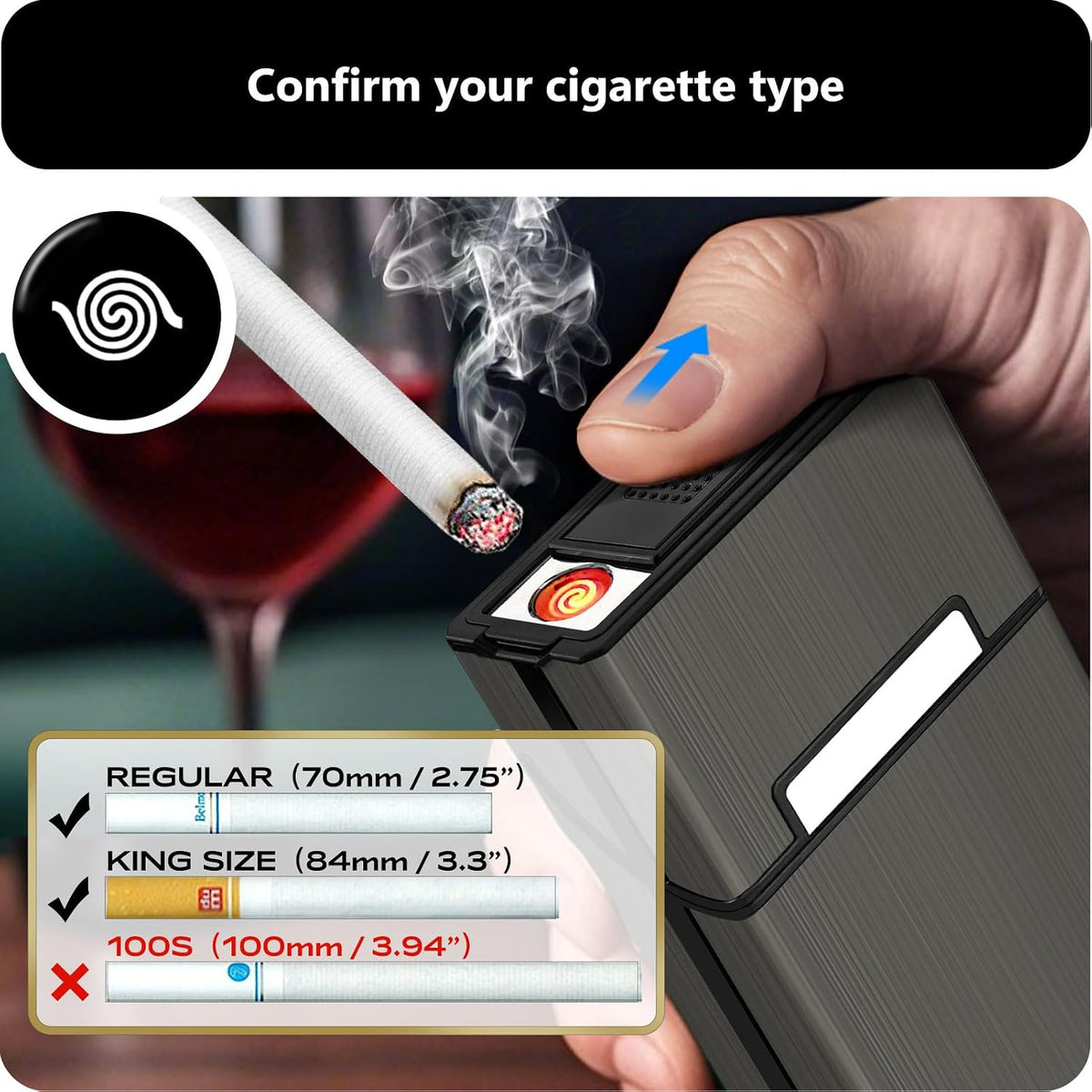 roygra Cigarette Case (2 Pack), Rechargeable Lighter and USB Charging Cable