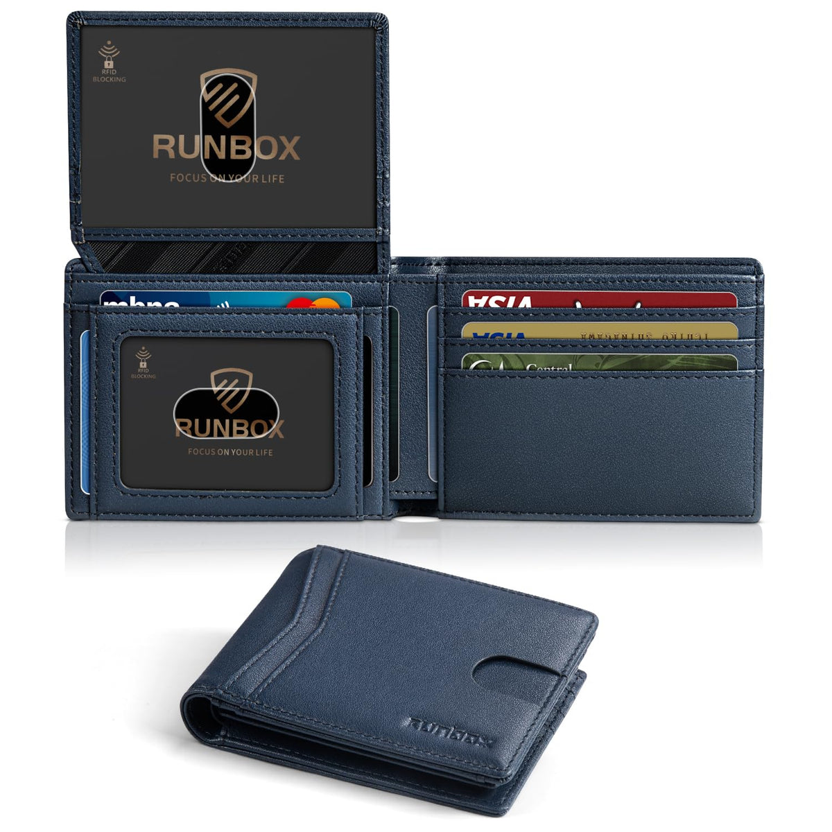 RUNBOX Wallet for Men -Slim Rfid Leather Mens Bifold Novelty Wallets 2 ID Window With Gift Box Men's Accessories