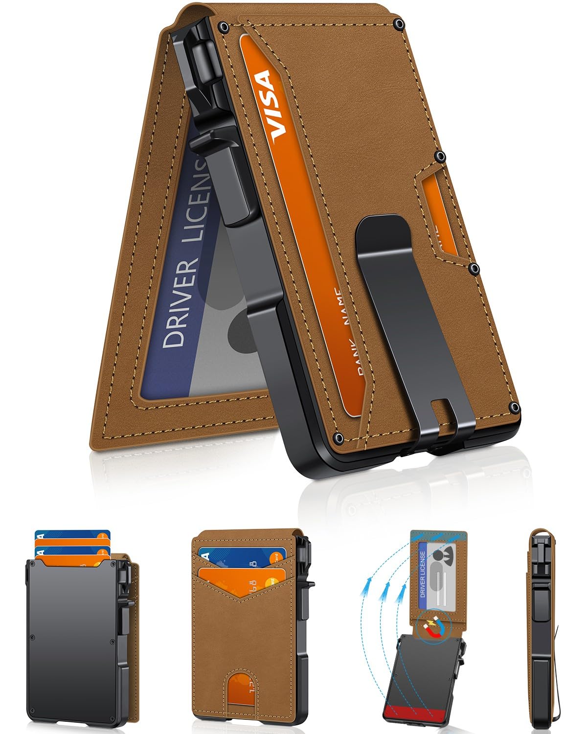 Wallet for Men, Mens Minimalist Wallet 9-13 Cards, Slim Compact RFID Wallet