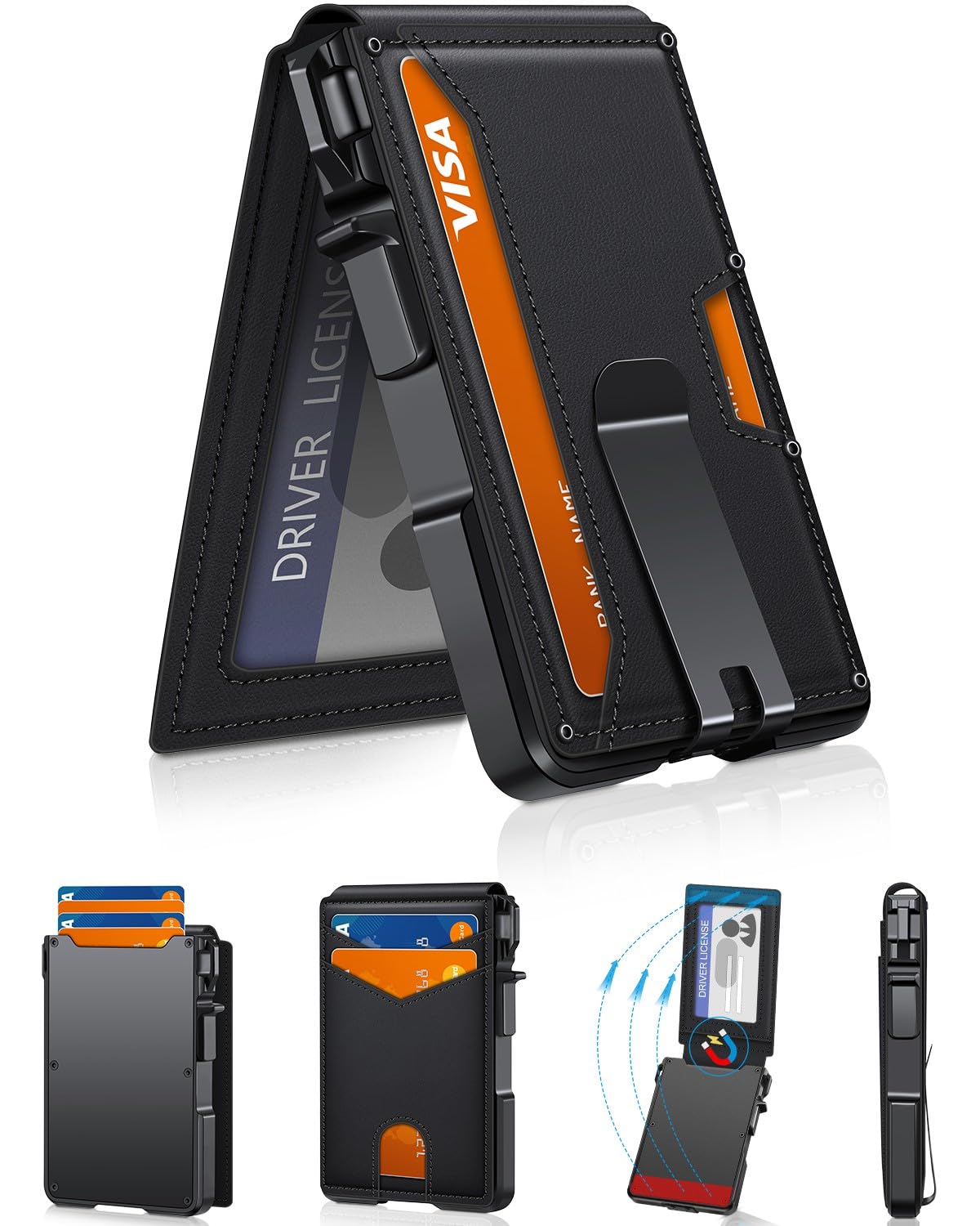 Wallet for Men, Mens Minimalist Wallet 9-13 Cards, Slim Compact RFID Wallet
