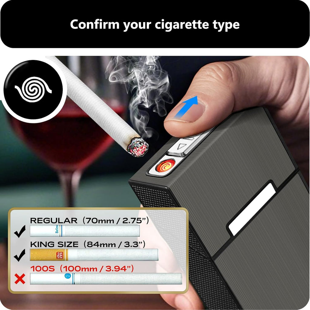 roygra Cigarette Case (2 Pack), Rechargeable Lighter and USB Charging Cable