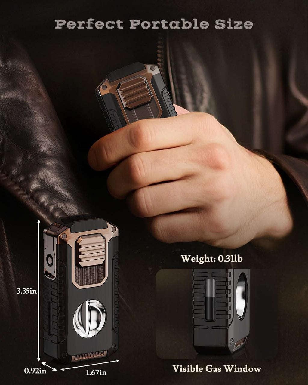 5-in-1 Torch Lighter with Tool, Punch, Holder and Draw Enhancer Tool, Triple Windproof Jet Flame, Refillable Lighters with Accessories, Cool Lighter Gifts for Men, Butane Lighter for Candle, Travel