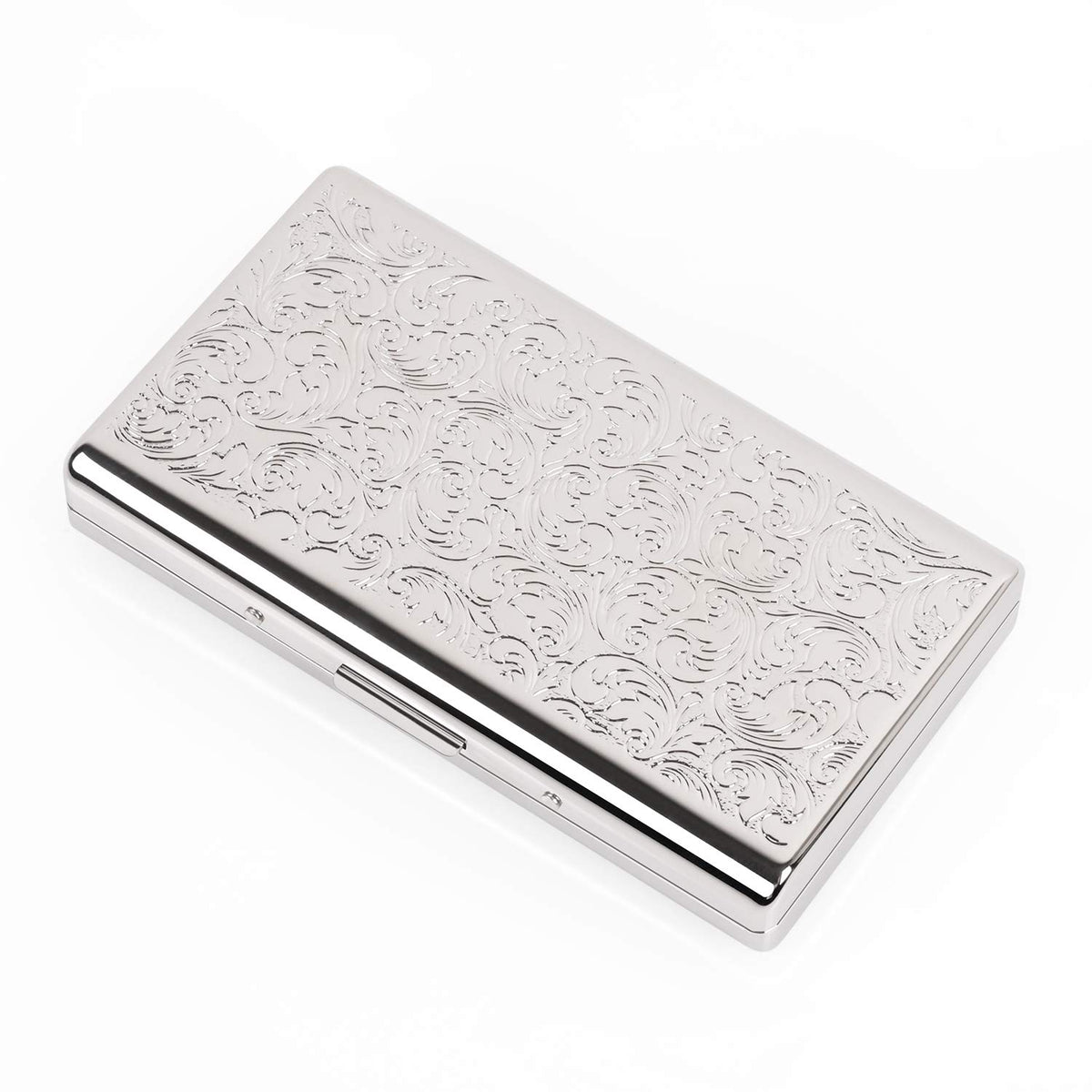 Retro Metal Cigarette Case-Double Sided Spring Clip Open Pocket Holder for 14 100mm Cigarettes Credit Card Holder Protective Security Wallet for Men and Women(Rose Golden)