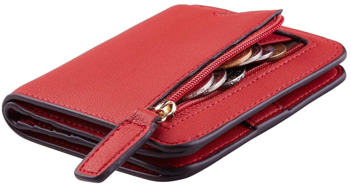 Toughergun Women’s Small Slim Leather Wallet with RFID Protection, Compact Bifold Mini Purse with Clear ID Window