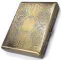 Retro Cigarette Case Victorian Style Metal Holder for Regular, King and 100's Size Credit Card Holder Pocket, Large with Flower Pattern RFID Protective Security Wallet (EL100-Black)