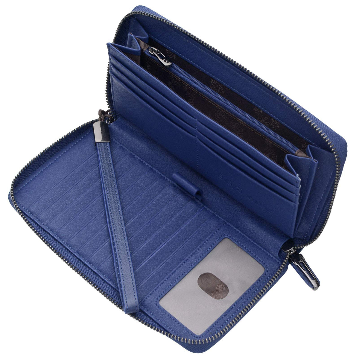 Bveyzi Women RFID Blocking Wallet Leather Zip Around Phone Clutch Large Capacity Ladies Travel Purse Wristlet