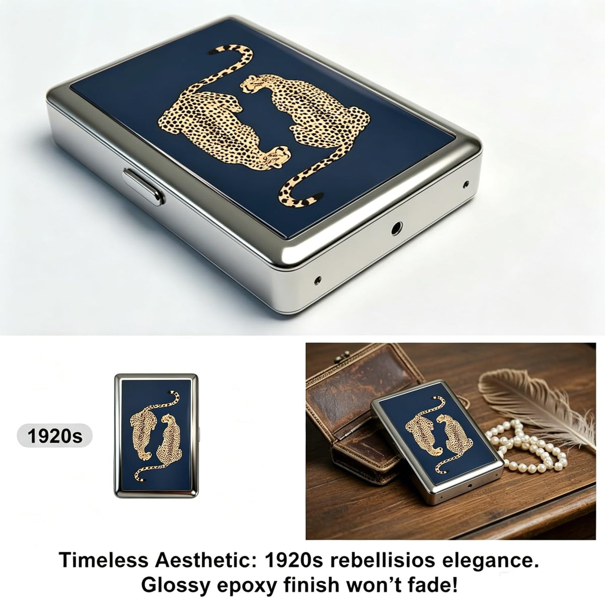 2026 New Vintage Versatile Metal Case with Easy Snap, Vintage-Style Versatile Card & Cash Case, Elegant and Rebellious Card Box for Credit Cards Cash Id Business Cards (Leopard)