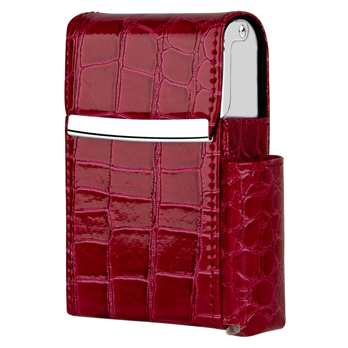 PU Leather Sliding Cigarette Box Case with Lighter Holder and Belt Loop for Men and Women Unisex