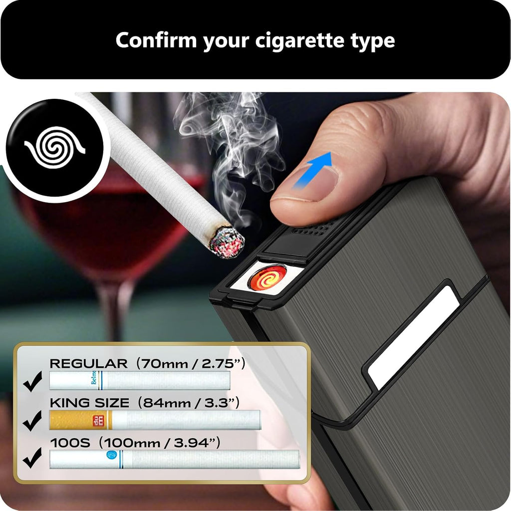 roygra Cigarette Case (2 Pack), Rechargeable Lighter and USB Charging Cable