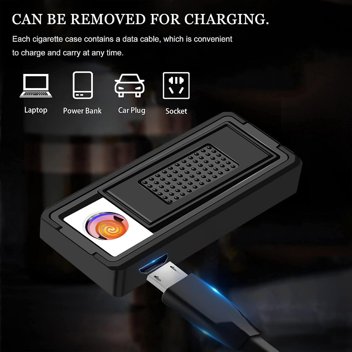 x-lighter XL079 Cigarette Case for 100's King Size, with Electric Coil Lighter, Gift Package